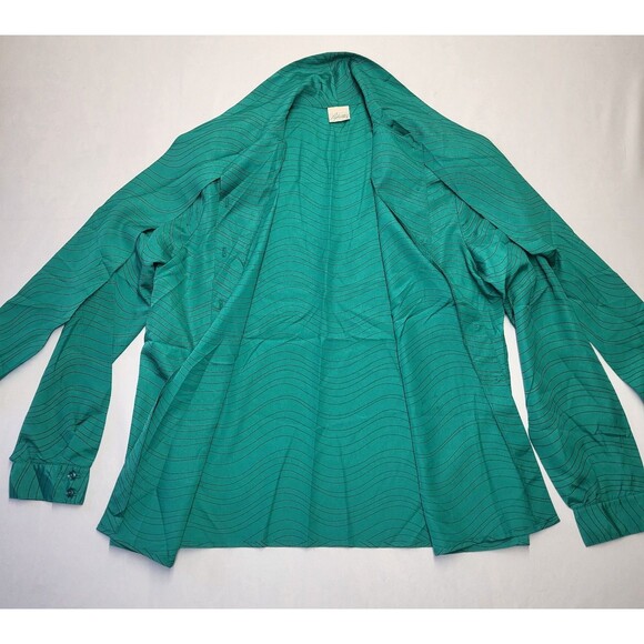 Pykettes Vintage Blouse Womens Large Retro Button Tie Neck long Sleeve Top - Picture 2 of 11